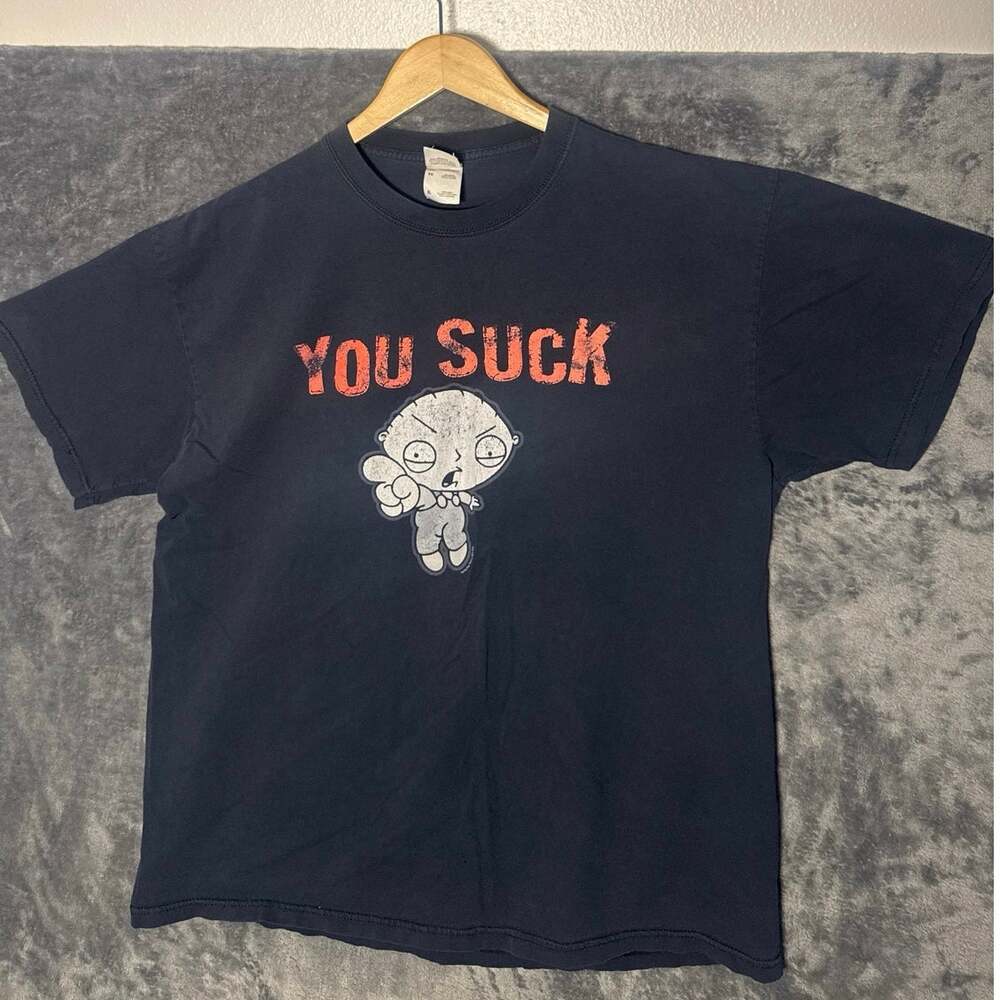 Family Guy Stewie Griffin Shirt XL Y2K You Suck Graphic Tee Black FOTL